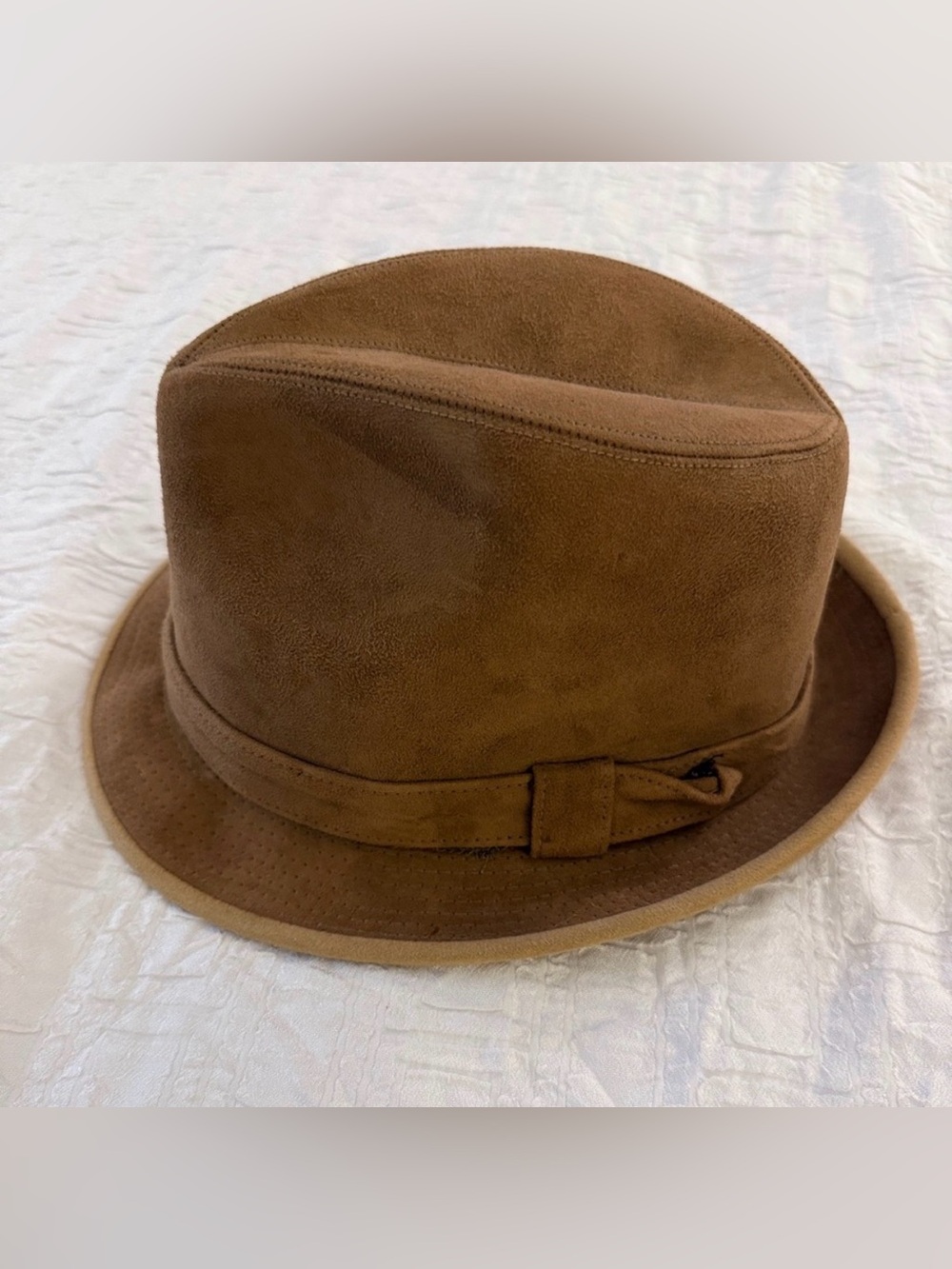 Fedora Vintage Crofut & Knapp Brown Genuine Suede Leather Hat Sz 7 1/8